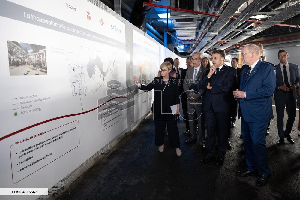 NO TABLOIDS - President Macron Visits Monaco With Prince Albert II