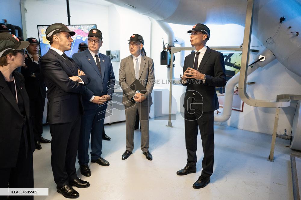 NO TABLOIDS - President Macron Visits Monaco With Prince Albert II