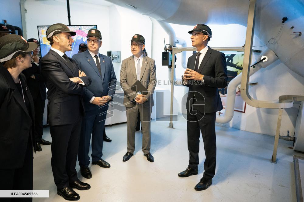 NO TABLOIDS - President Macron Visits Monaco With Prince Albert II