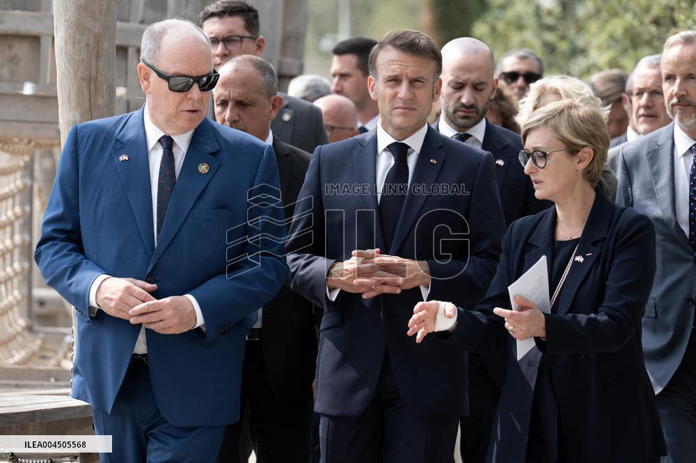 NO TABLOIDS - President Macron Visits Monaco With Prince Albert II