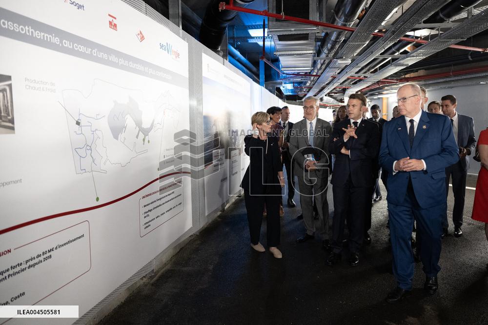 NO TABLOIDS - President Macron Visits Monaco With Prince Albert II