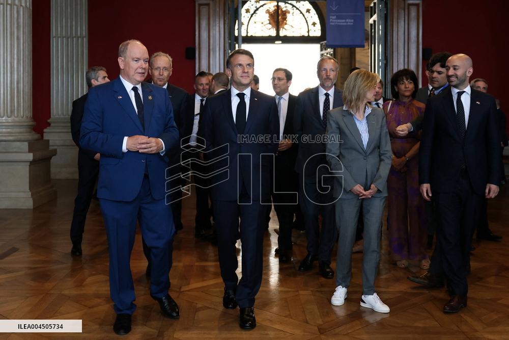 NO TABLOIDS - Emmanuel Macron visits the Oceanographic Museum - Monaco