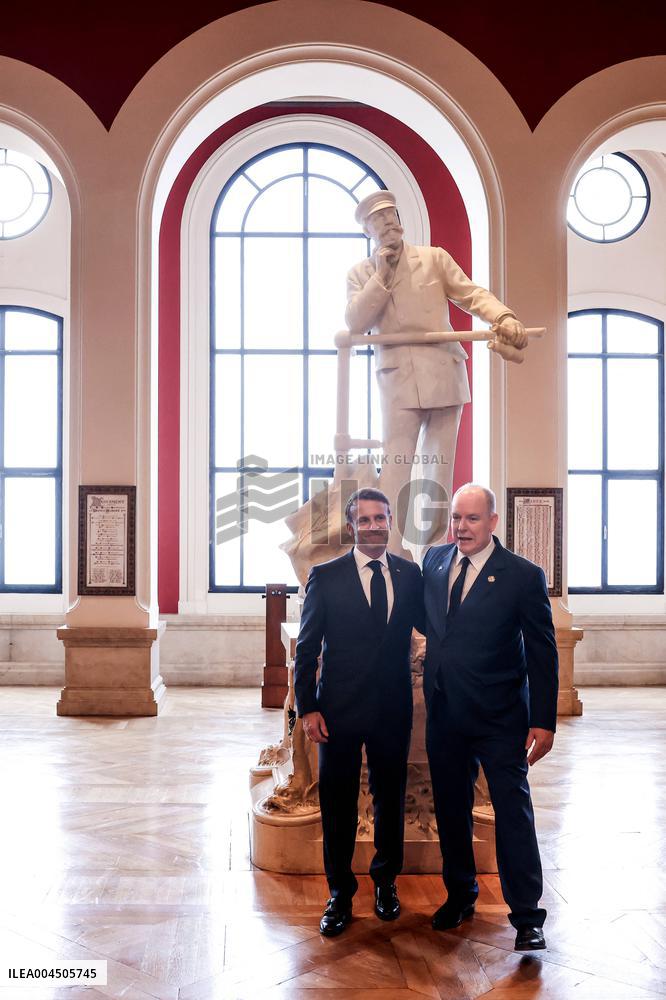 NO TABLOIDS - Emmanuel Macron visits the Oceanographic Museum - Monaco