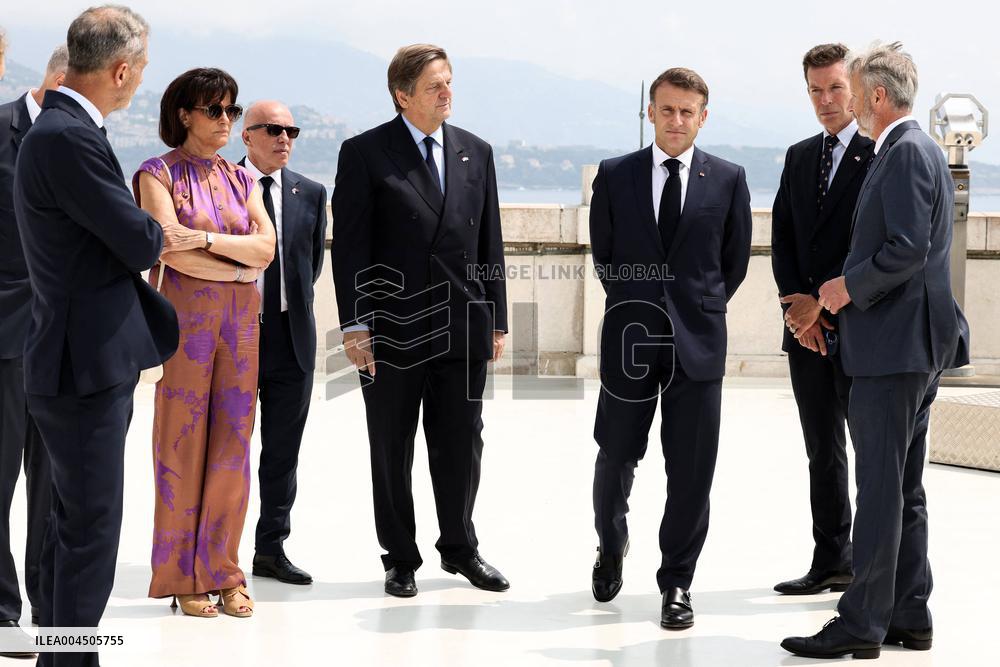 NO TABLOIDS - Emmanuel Macron visits the Oceanographic Museum - Monaco