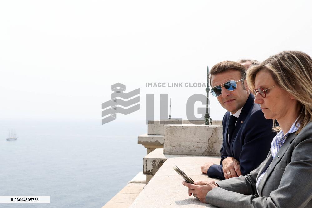 NO TABLOIDS - Emmanuel Macron visits the Oceanographic Museum - Monaco