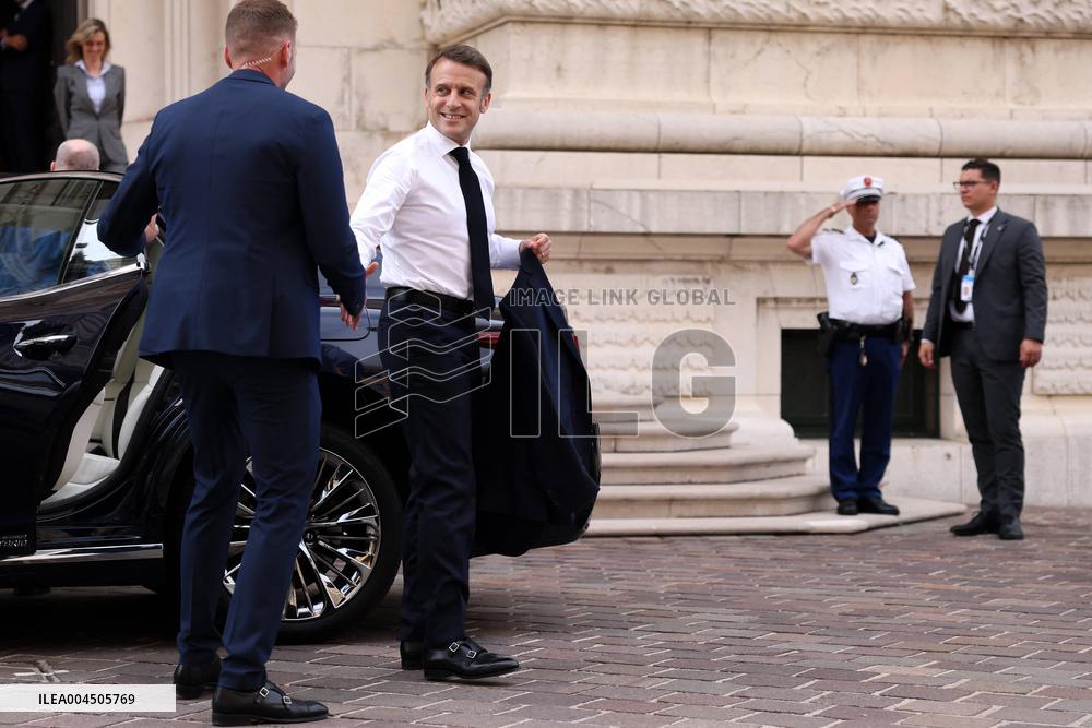 NO TABLOIDS - Emmanuel Macron visits the Oceanographic Museum - Monaco