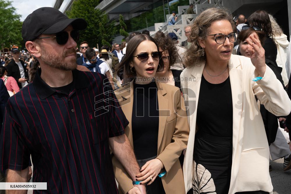 French Open Lilly Collins At The Stands LZ