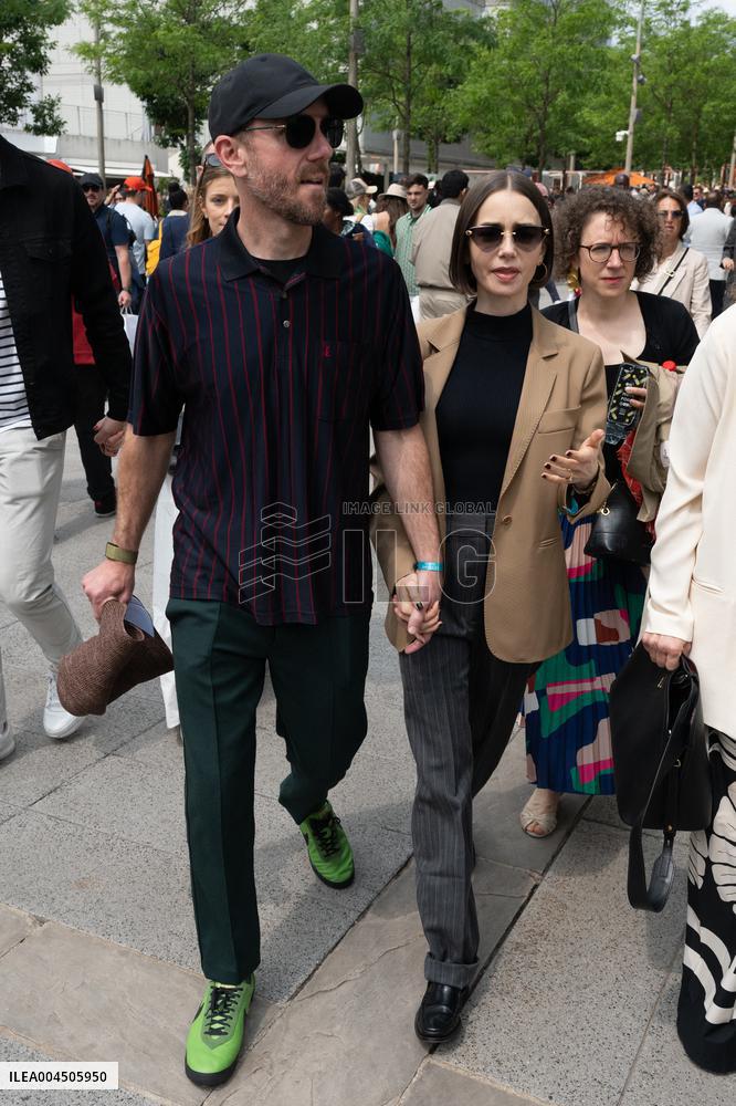 French Open Lilly Collins At The Stands LZ