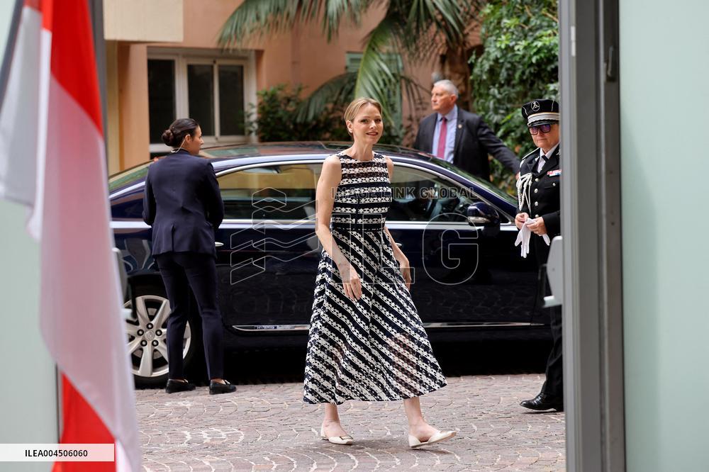 NO TABLOIDS - Brigitte Macron and Princess Charlene at the Water Safety Day Event