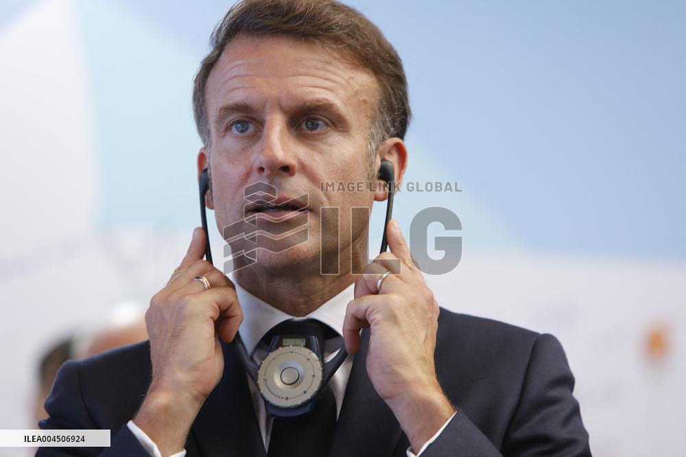 Macron visiting "La Baleine" exhibition centre during opening of the third UN Ocean Conference (UNOC) - Nice