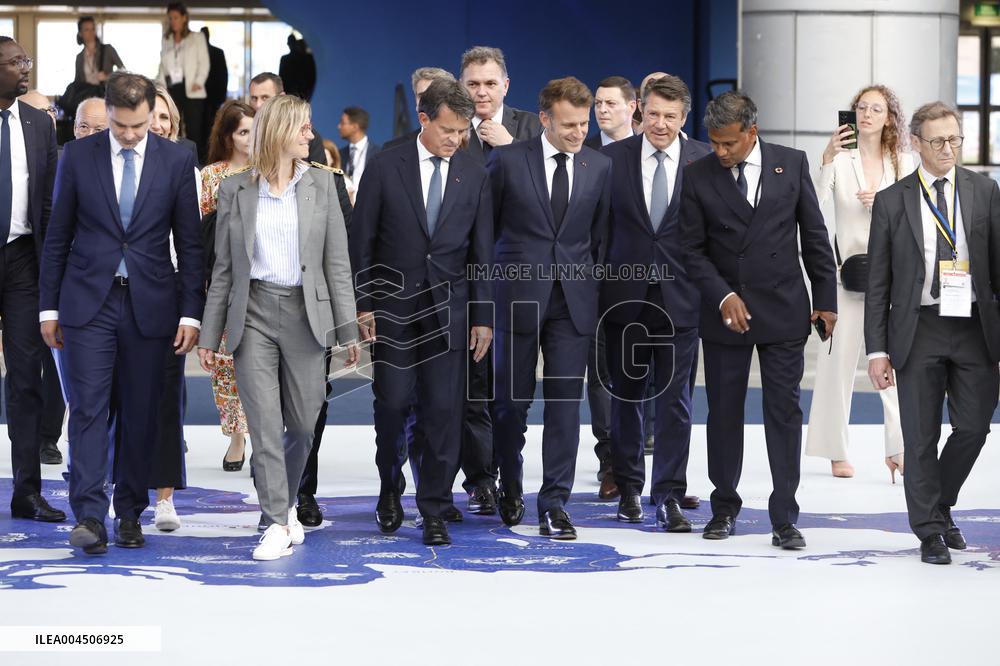 Macron visiting "La Baleine" exhibition centre during opening of the third UN Ocean Conference (UNOC) - Nice