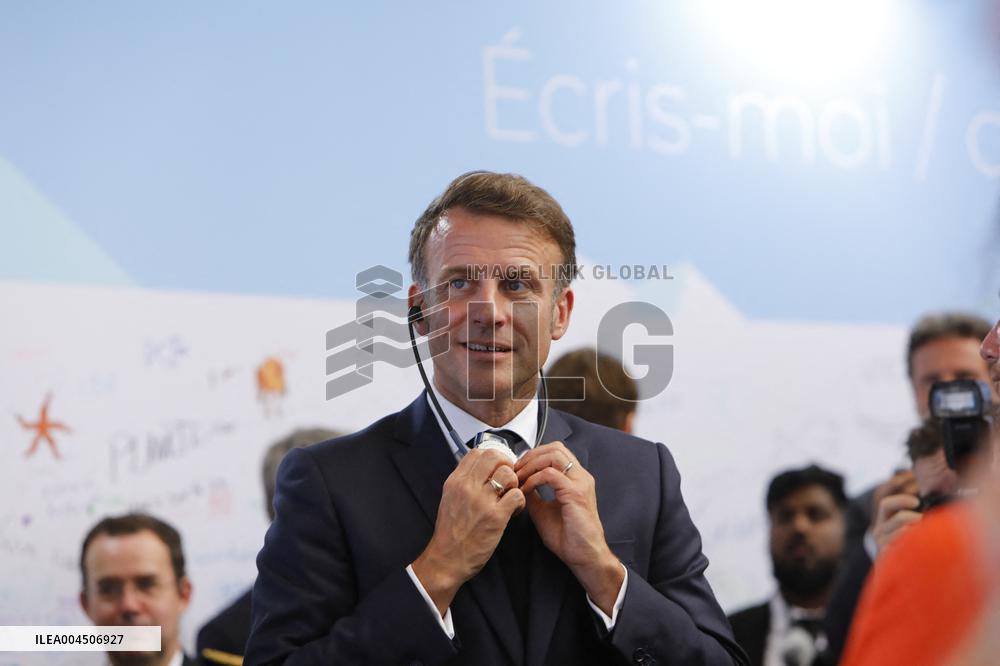 Macron visiting "La Baleine" exhibition centre during opening of the third UN Ocean Conference (UNOC) - Nice