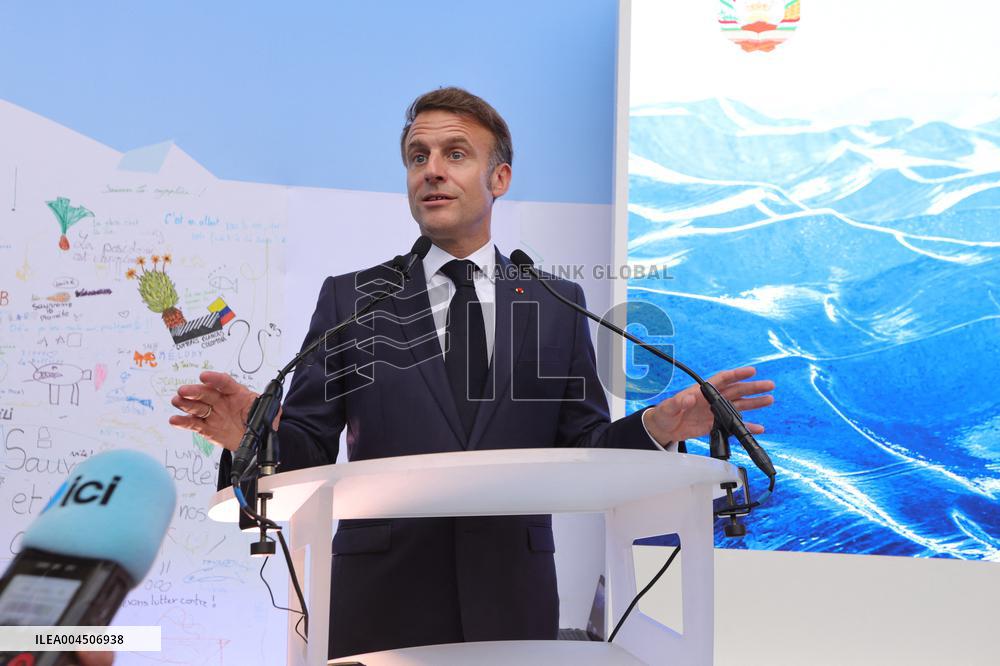 Macron visiting "La Baleine" exhibition centre during opening of the third UN Ocean Conference (UNOC) - Nice