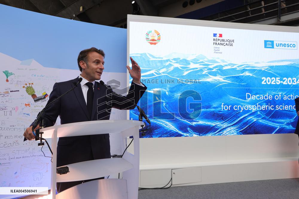 Macron visiting "La Baleine" exhibition centre during opening of the third UN Ocean Conference (UNOC) - Nice