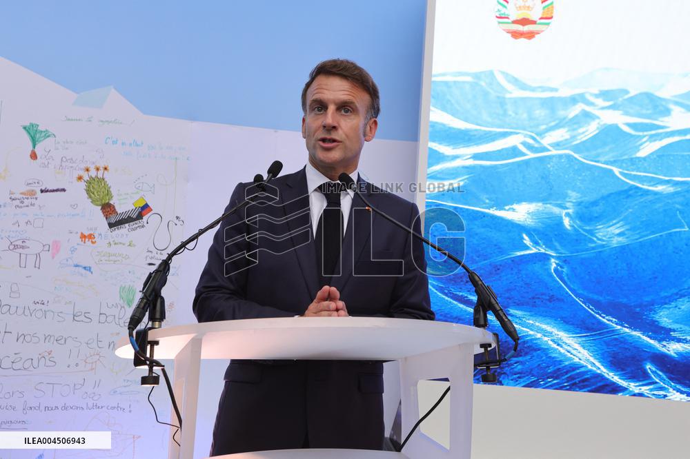 Macron visiting "La Baleine" exhibition centre during opening of the third UN Ocean Conference (UNOC) - Nice