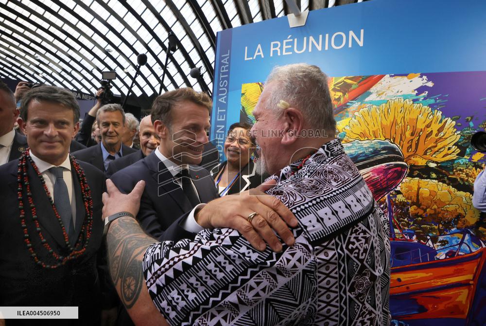 Macron visiting "La Baleine" exhibition centre during opening of the third UN Ocean Conference (UNOC) - Nice