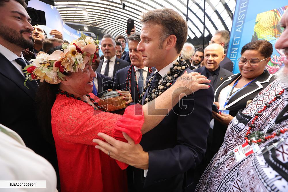 Macron visiting "La Baleine" exhibition centre during opening of the third UN Ocean Conference (UNOC) - Nice