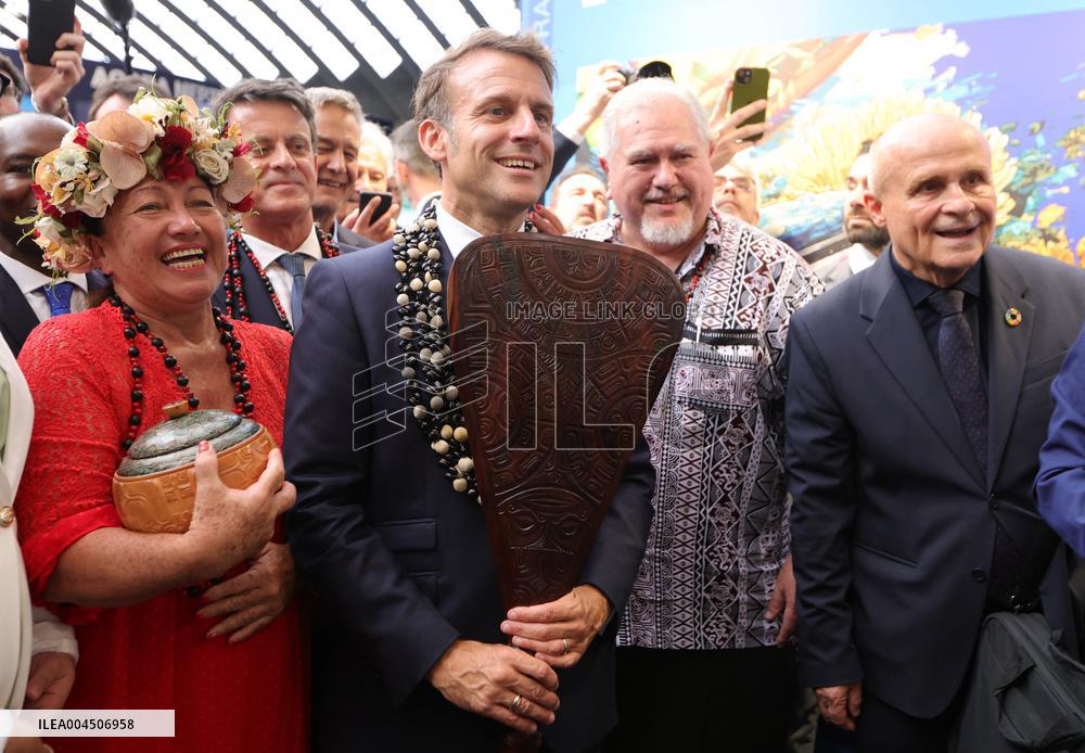 Macron visiting "La Baleine" exhibition centre during opening of the third UN Ocean Conference (UNOC) - Nice
