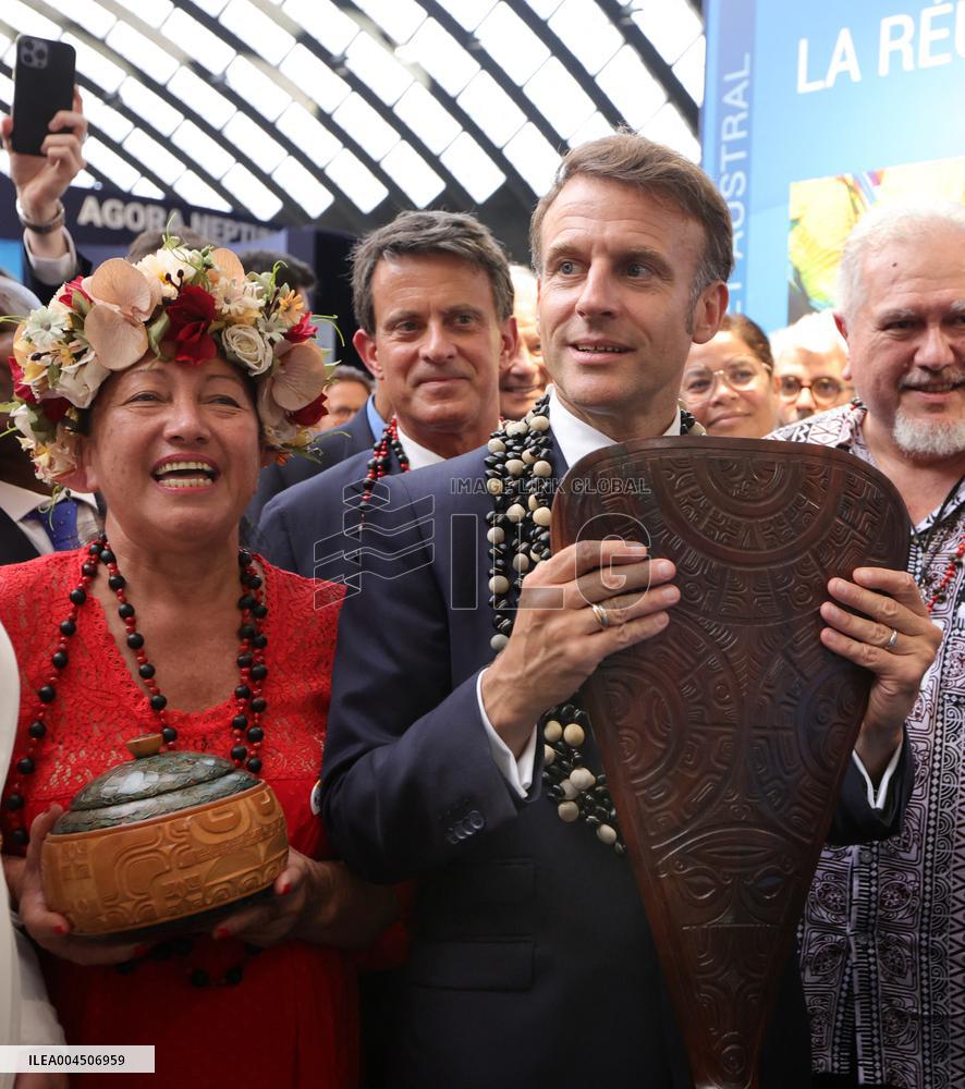 Macron visiting "La Baleine" exhibition centre during opening of the third UN Ocean Conference (UNOC) - Nice