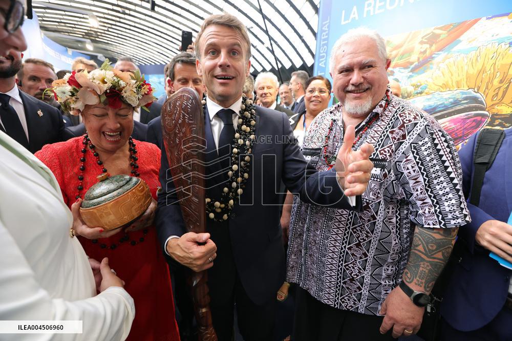 Macron visiting "La Baleine" exhibition centre during opening of the third UN Ocean Conference (UNOC) - Nice
