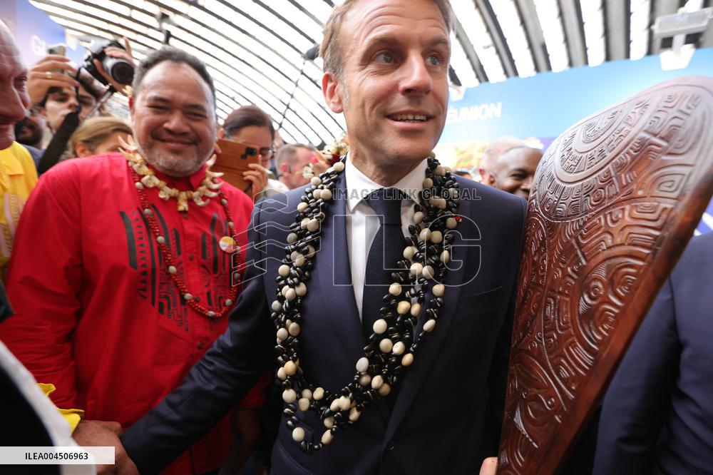 Macron visiting "La Baleine" exhibition centre during opening of the third UN Ocean Conference (UNOC) - Nice