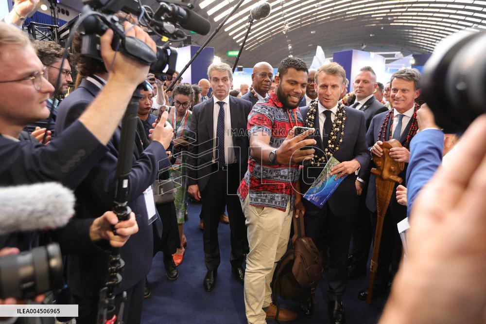 Macron visiting "La Baleine" exhibition centre during opening of the third UN Ocean Conference (UNOC) - Nice