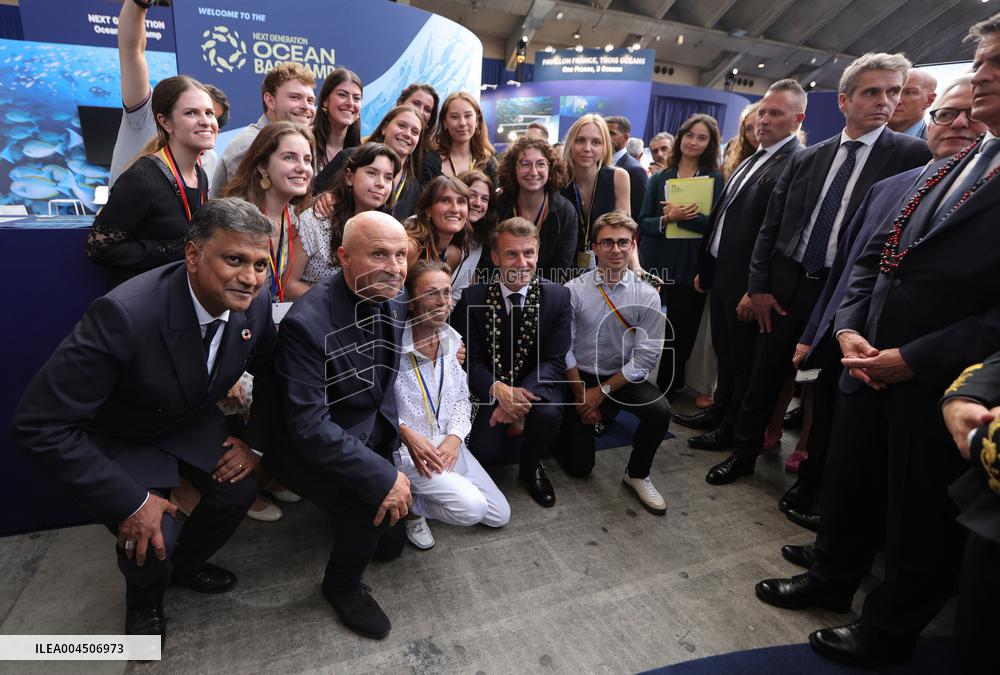 Macron visiting "La Baleine" exhibition centre during opening of the third UN Ocean Conference (UNOC) - Nice