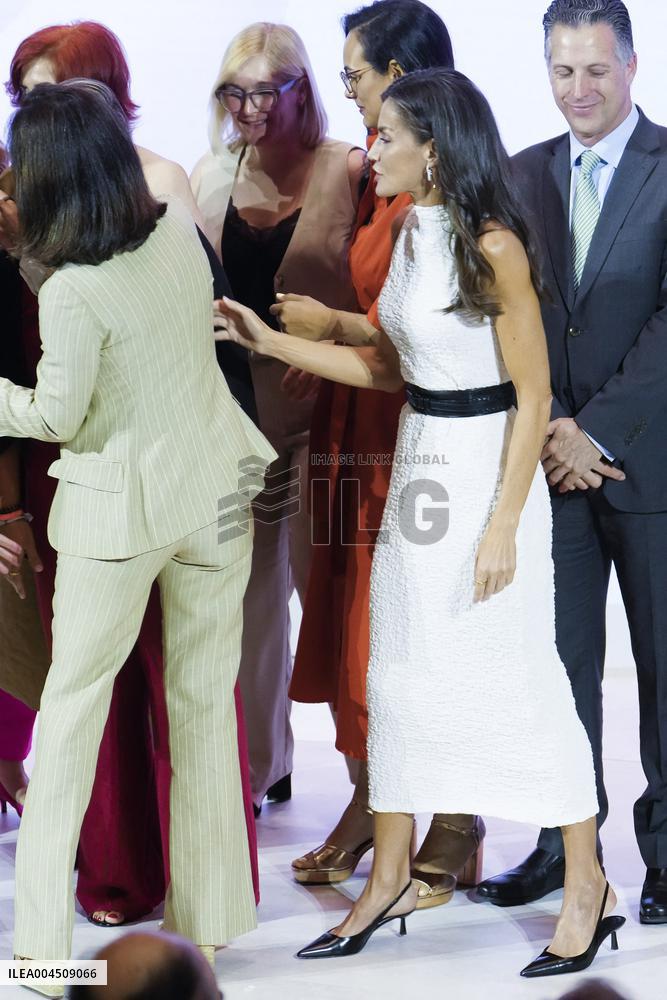 Queen Letizia Closes Euros de tu Nomina Event in Madrid