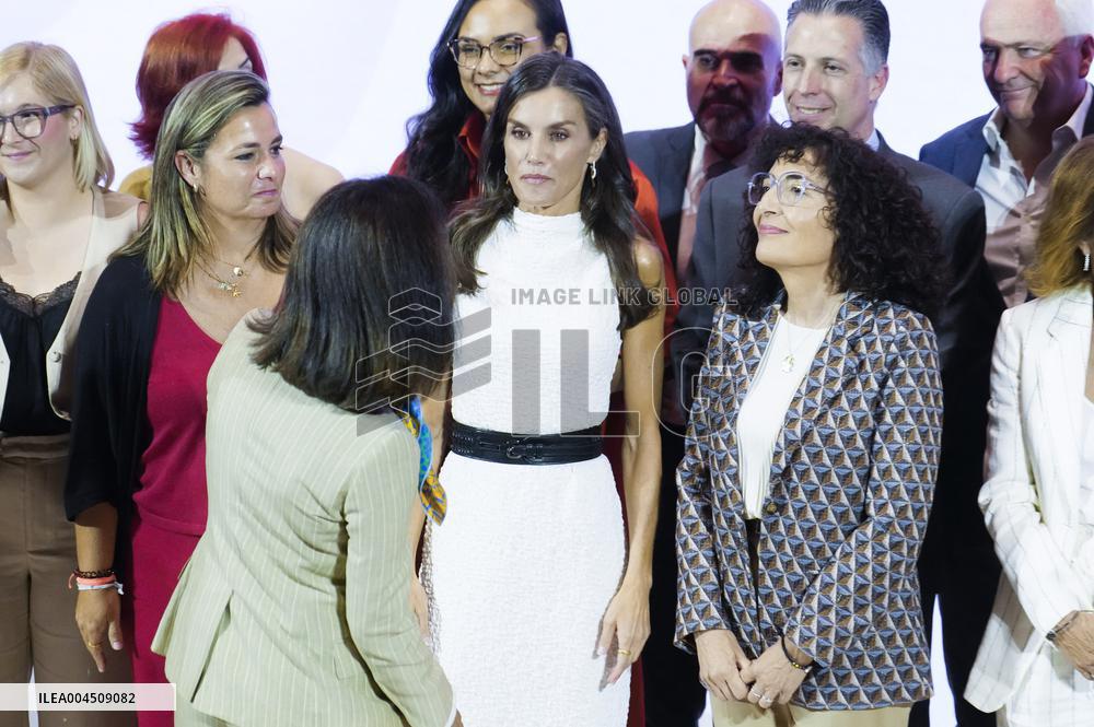 Queen Letizia Closes Euros de tu Nomina Event in Madrid