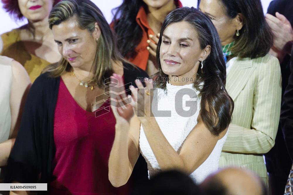 Queen Letizia Closes Euros de tu Nomina Event in Madrid