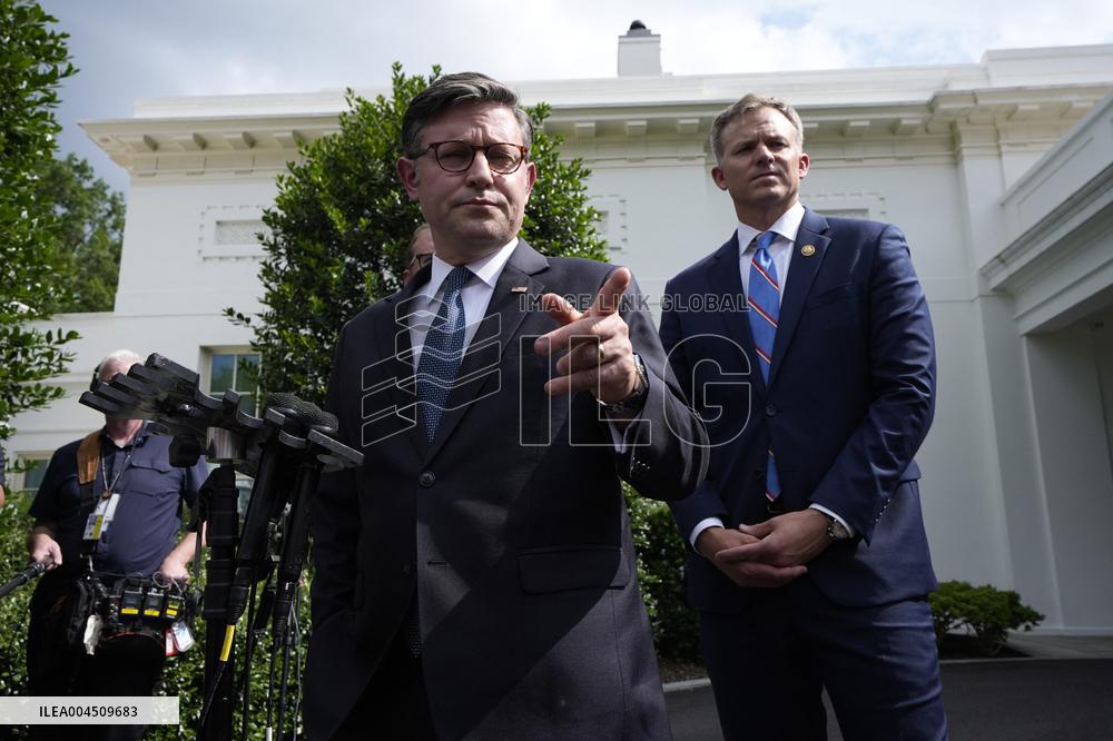 Speaker Mike Johnson speaks to reporters - Washington