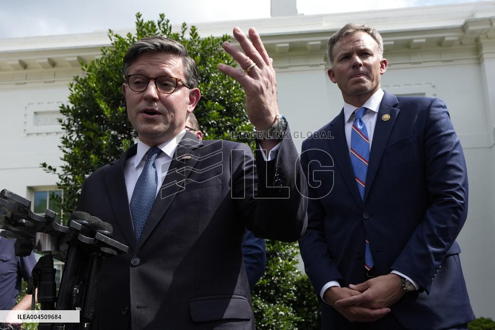 Speaker Mike Johnson speaks to reporters - Washington