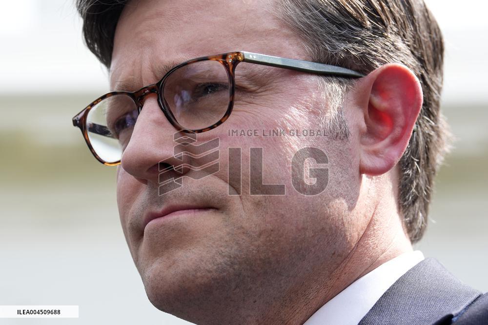 Speaker Mike Johnson speaks to reporters - Washington