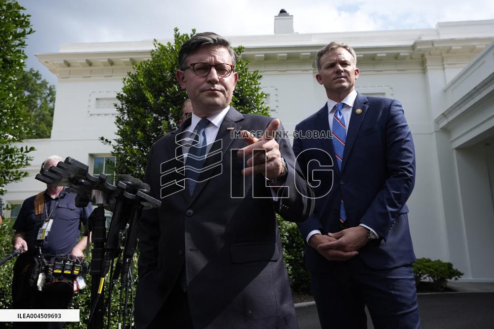 Speaker Mike Johnson speaks to reporters - Washington