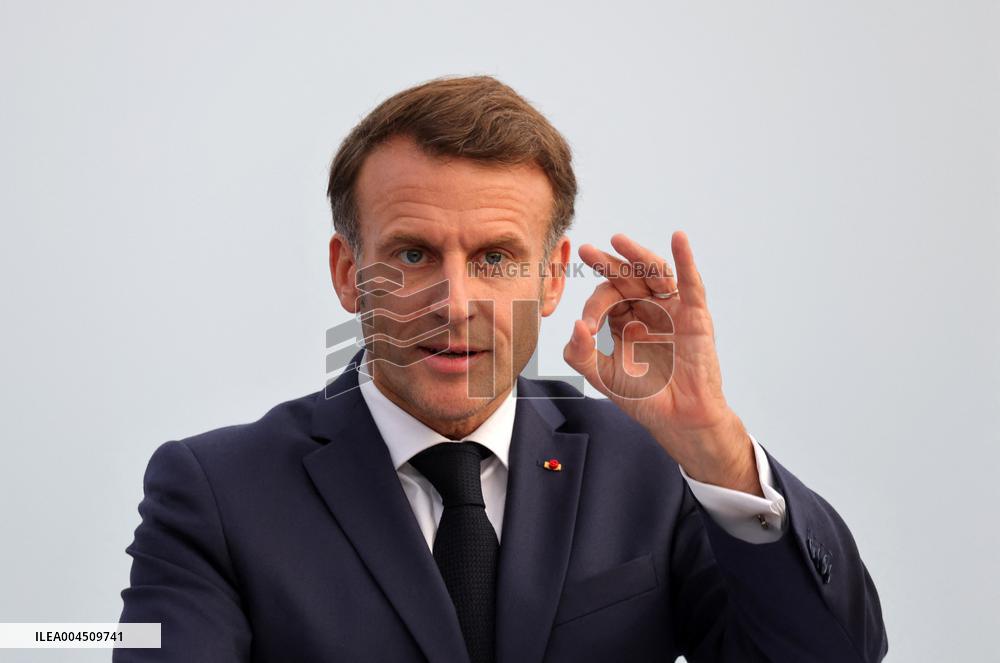 Macron during a press conference at UNOC3 - Nice