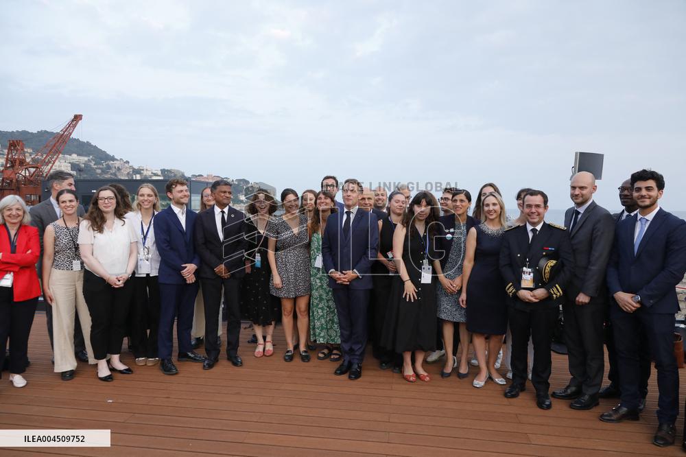 Macron during a press conference at UNOC3 - Nice