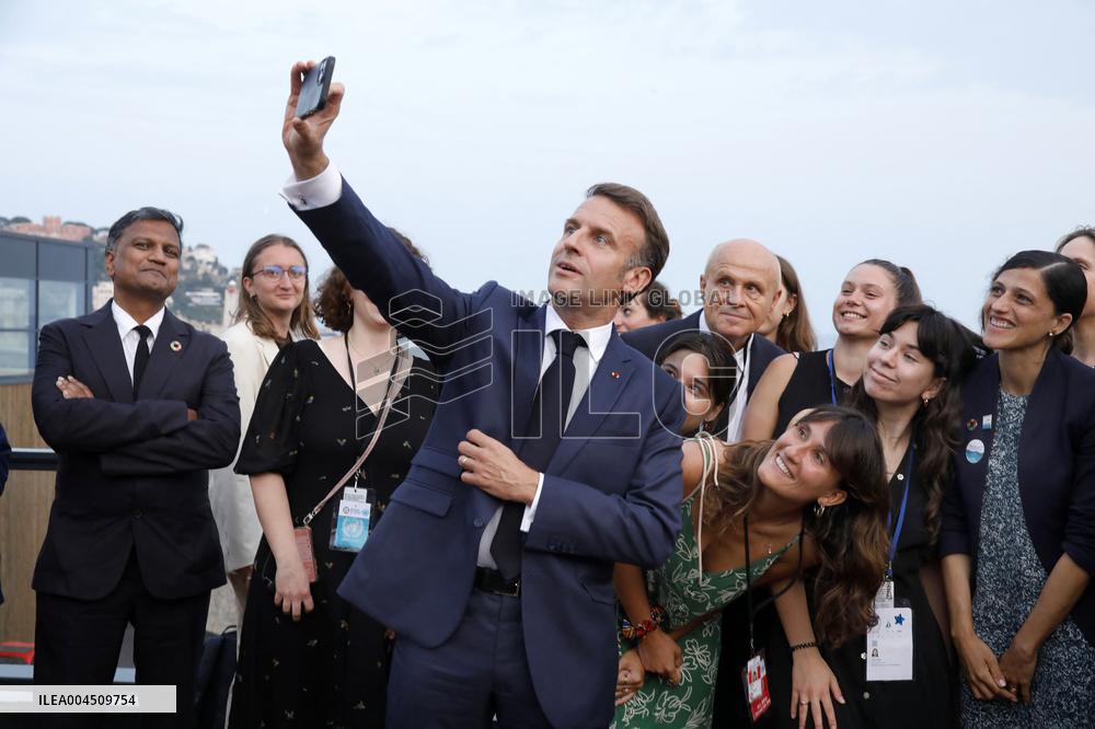 Macron during a press conference at UNOC3 - Nice