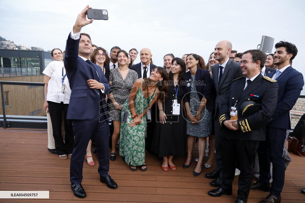 Macron during a press conference at UNOC3 - Nice