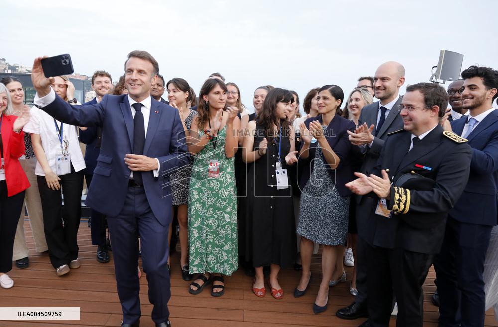Macron during a press conference at UNOC3 - Nice