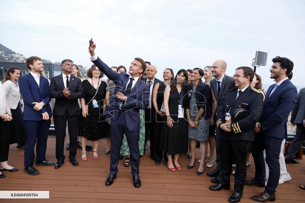 Macron during a press conference at UNOC3 - Nice