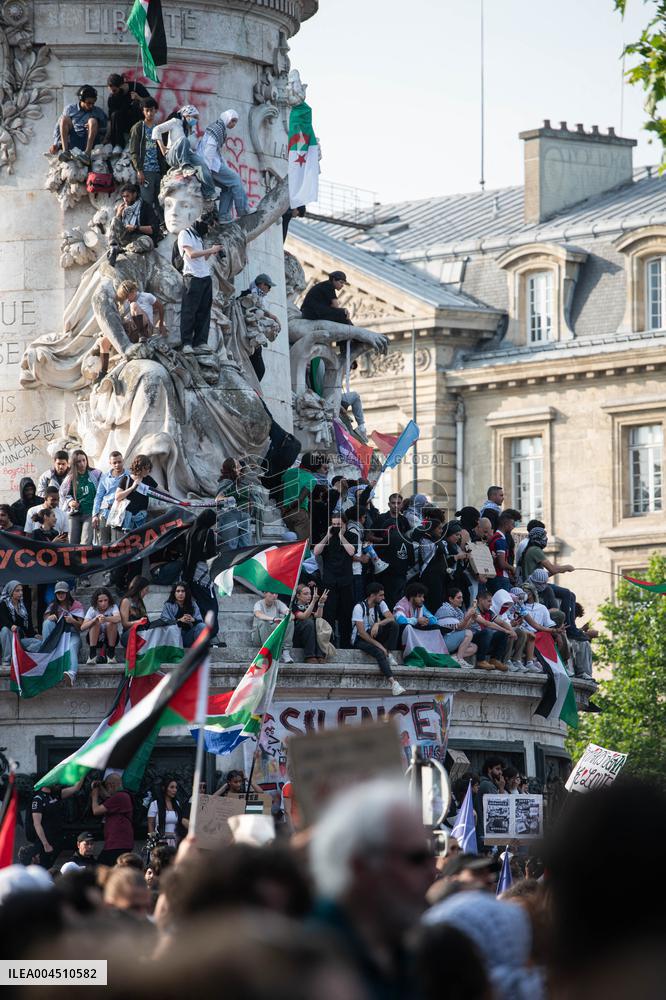 Pro-Palestinian Rally For Freedom Flotilla Madleen - Paris
