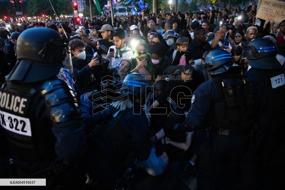 Pro-Palestinian Rally For Freedom Flotilla Madleen - Paris