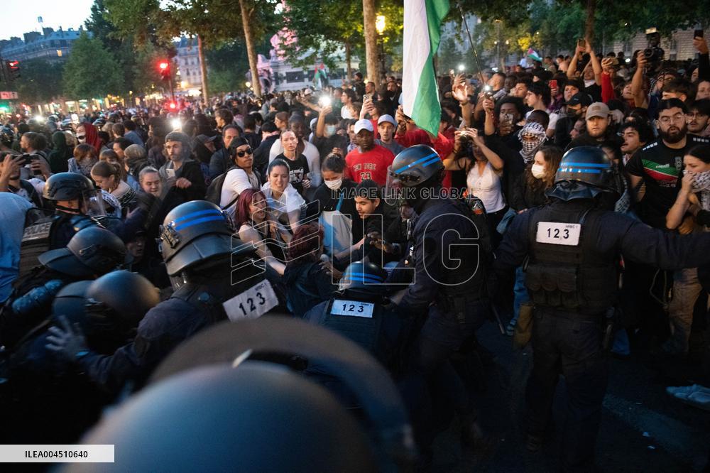Pro-Palestinian Rally For Freedom Flotilla Madleen - Paris