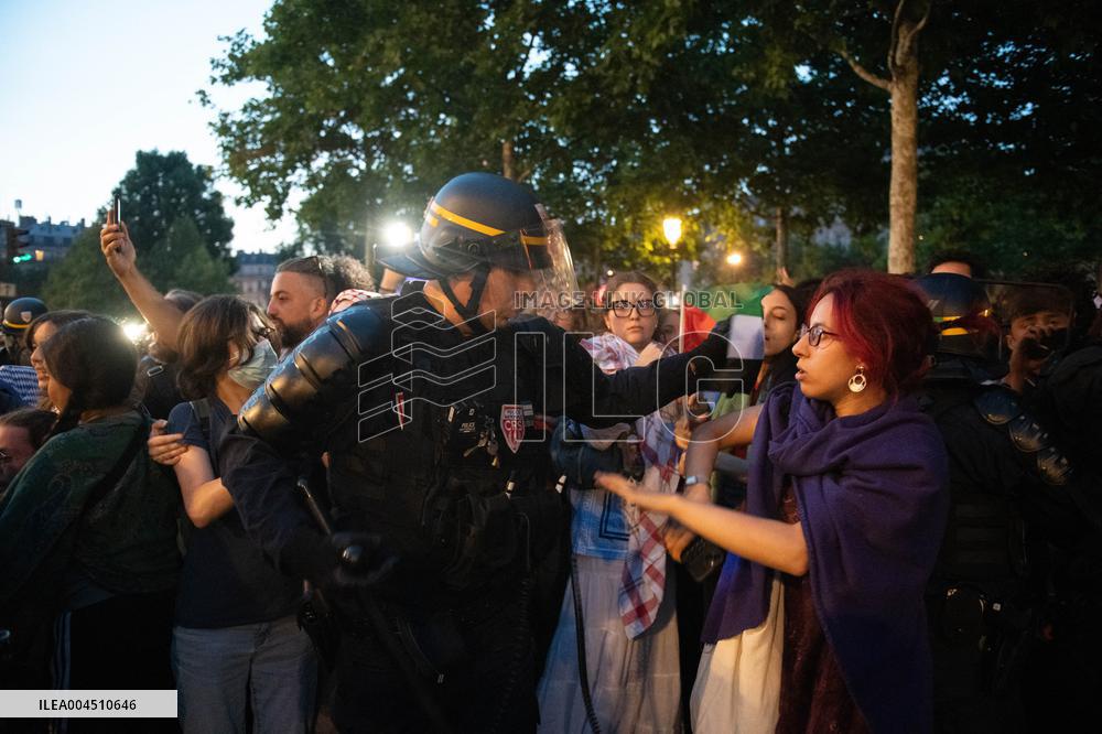 Pro-Palestinian Rally For Freedom Flotilla Madleen - Paris