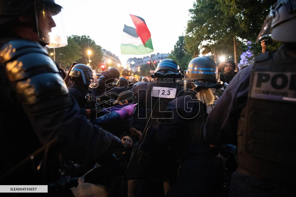 Pro-Palestinian Rally For Freedom Flotilla Madleen - Paris