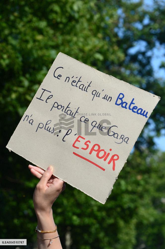 Pro-Palestinian Rally For Freedom Flotilla Madleen - Paris