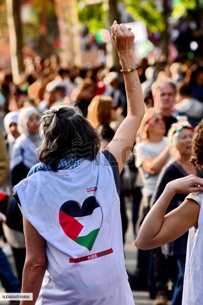 Pro-Palestinian Rally For Freedom Flotilla Madleen - Paris