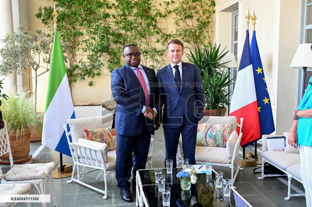 Macron Meets Julius Maada Bio At UNOC3 - Day 2