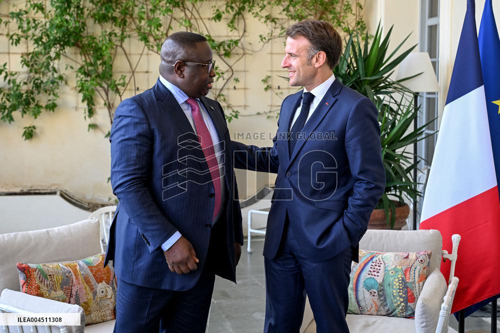 Macron Meets Julius Maada Bio At UNOC3 - Day 2