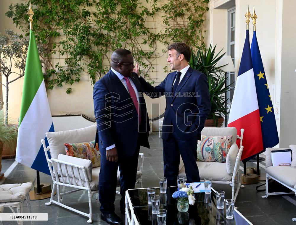 Macron Meets Julius Maada Bio At UNOC3 - Day 2